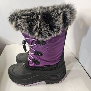 Kamik Powdery 2 Waterproof Lined Winter Snow Boots Winter Faux Fur Girls Size 5